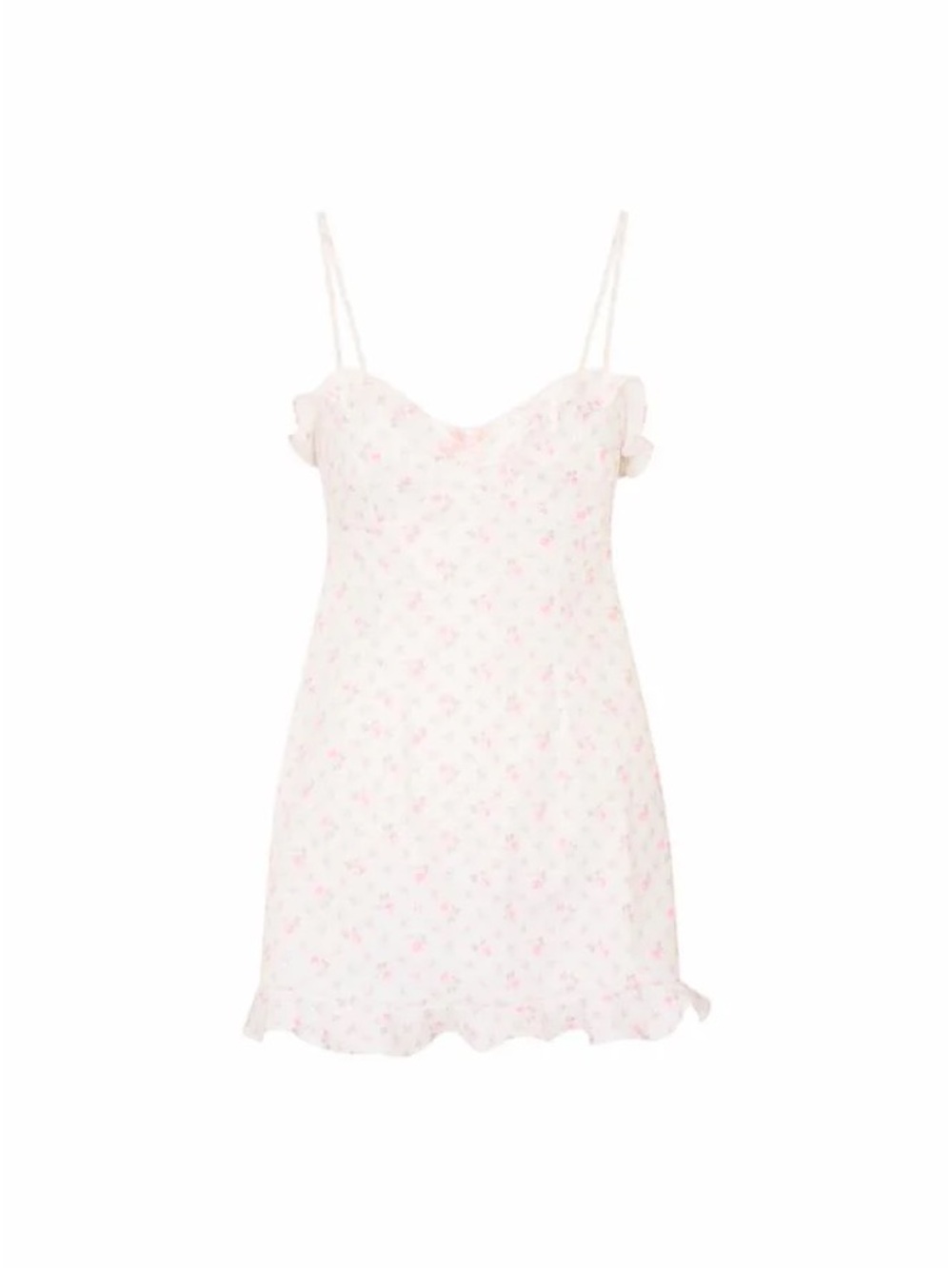 LoveShackFancy Pale Pink Floral Ruffle Dress